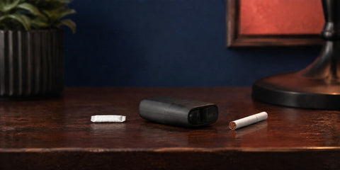 Nicotine pouch compared with a heated tobacco device and tobacco stick