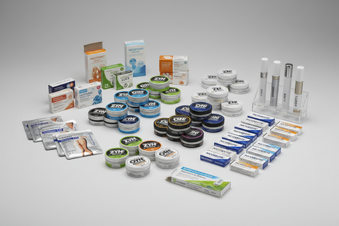 A collection of smoke-free nicotine products and pouch cans