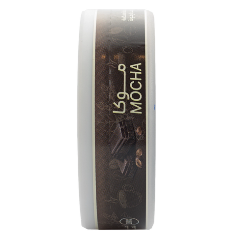 A single roll of white adhesive tape with a dark brown central label. The label features the text 'U99 MOCHA' in gold lettering, along with illustrations of chocolate pieces, coffee beans, and a coffee cup.